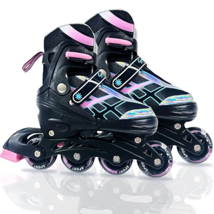 Adjustable Inline Skates for Boys Girls Ages 4-16, All 8 Wheels of Inline Roller Skates Light Up, Roller Skates Blades for Yout