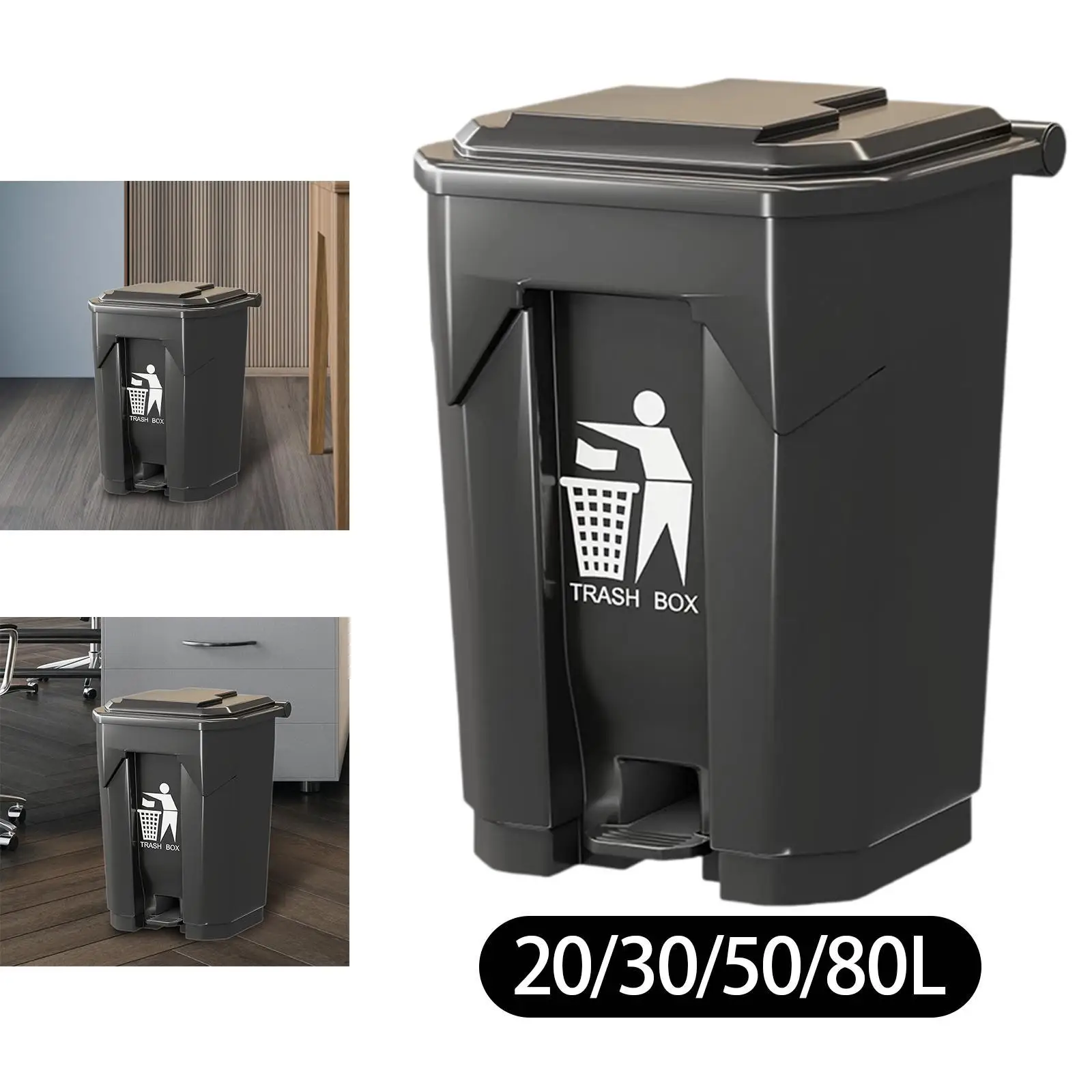 

Trash Can with Foot Pedal Versatile Wastebasket for near Desk Kitchen Office