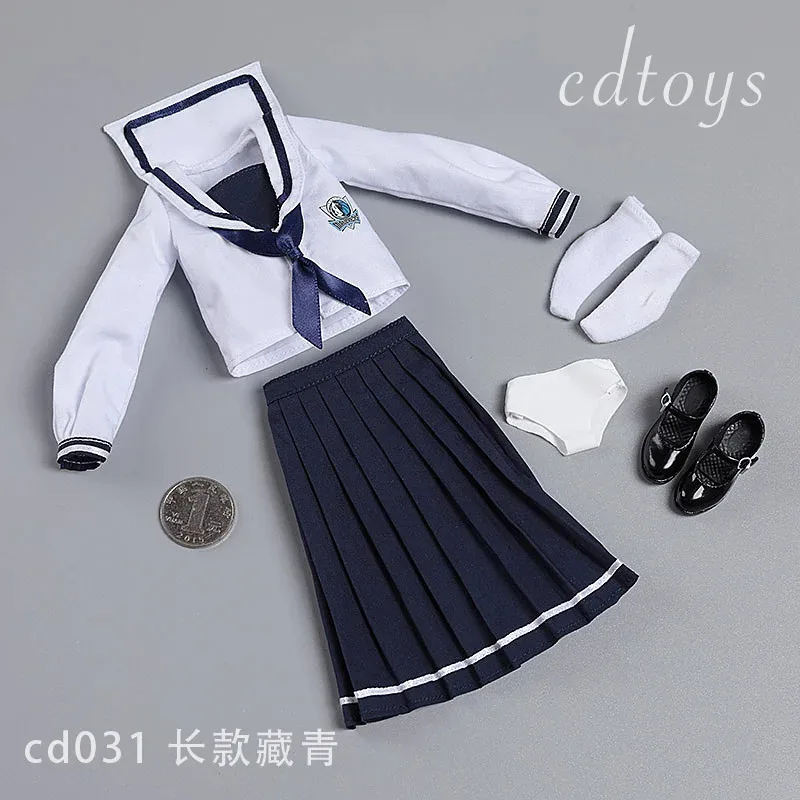 CDtoys CD031 1/6 أنثى الجندي بحار دعوى طالب زي مدرسي J-K تنورة طويلة/قميص نمطين لجسم عمل الشكل 12 بوصة