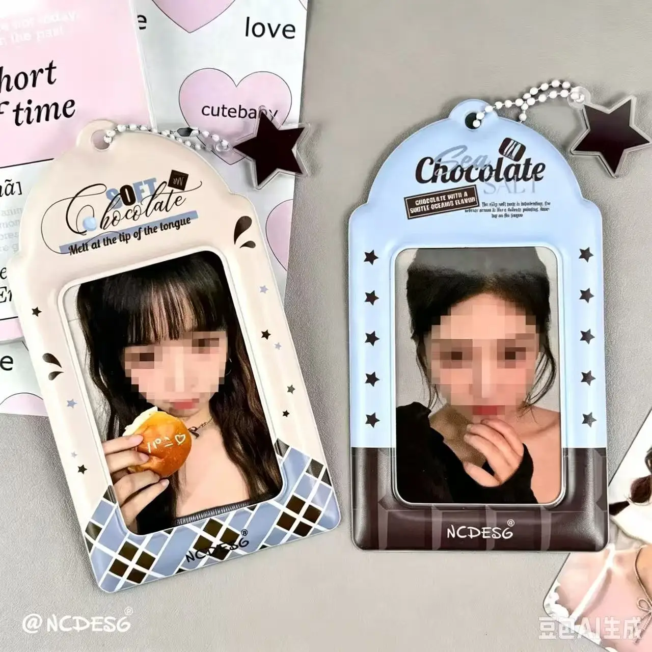 1-2pcs Blue PVC 3 Inch Photocard Holder Kpop Idol Photo Protector Card Case Display Pendant Student ID Card Protective Cover