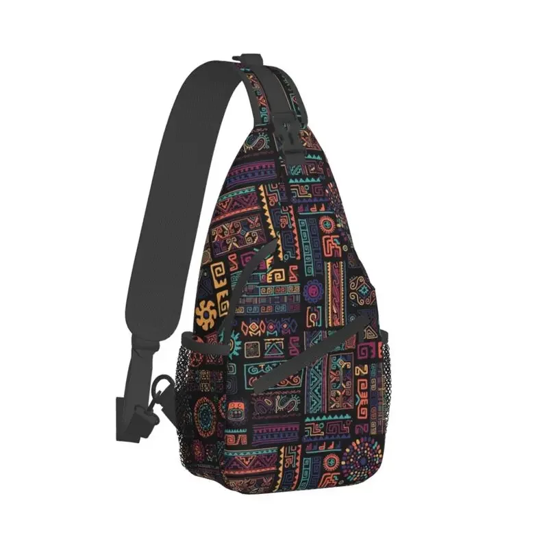 African Ethnic Tribal Art Pattern Sling Bags for Men Africa Ankara Print Shoulder Chest Crossbody Backpack Traveling Daypack