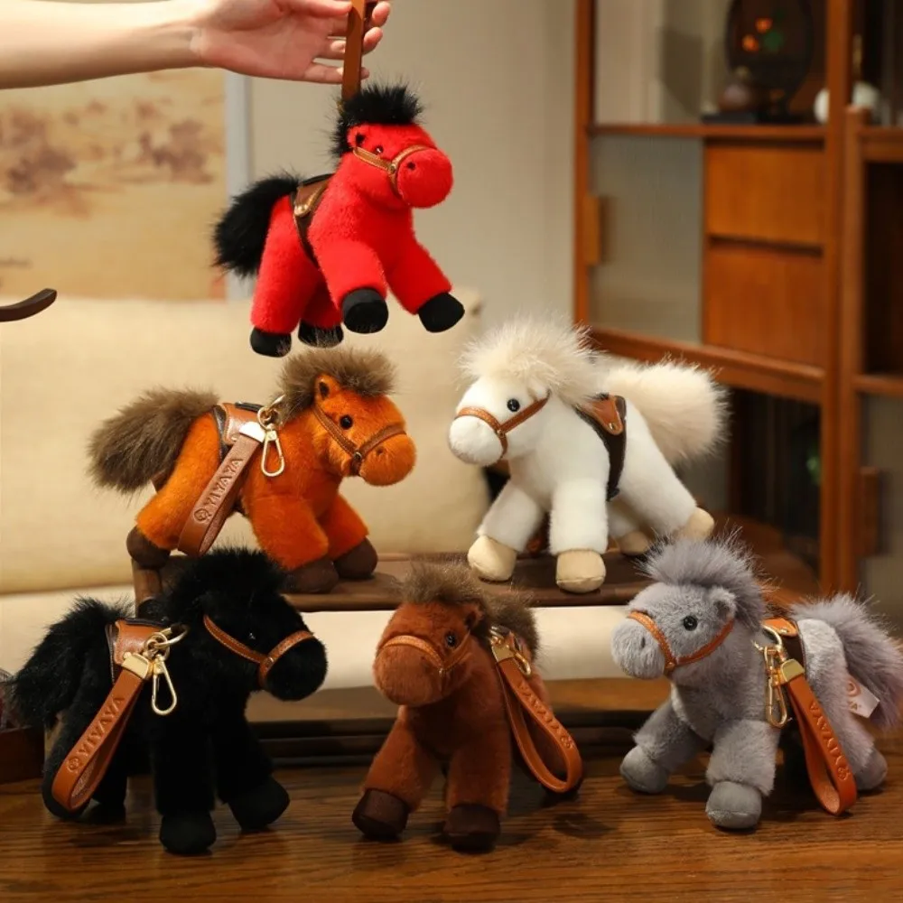 Cartoon Horse Stuffed Toy Keychain Stuffed Cute Pony Plush Doll Pendant Keyring Soft Simulation Horse Toy Keychain