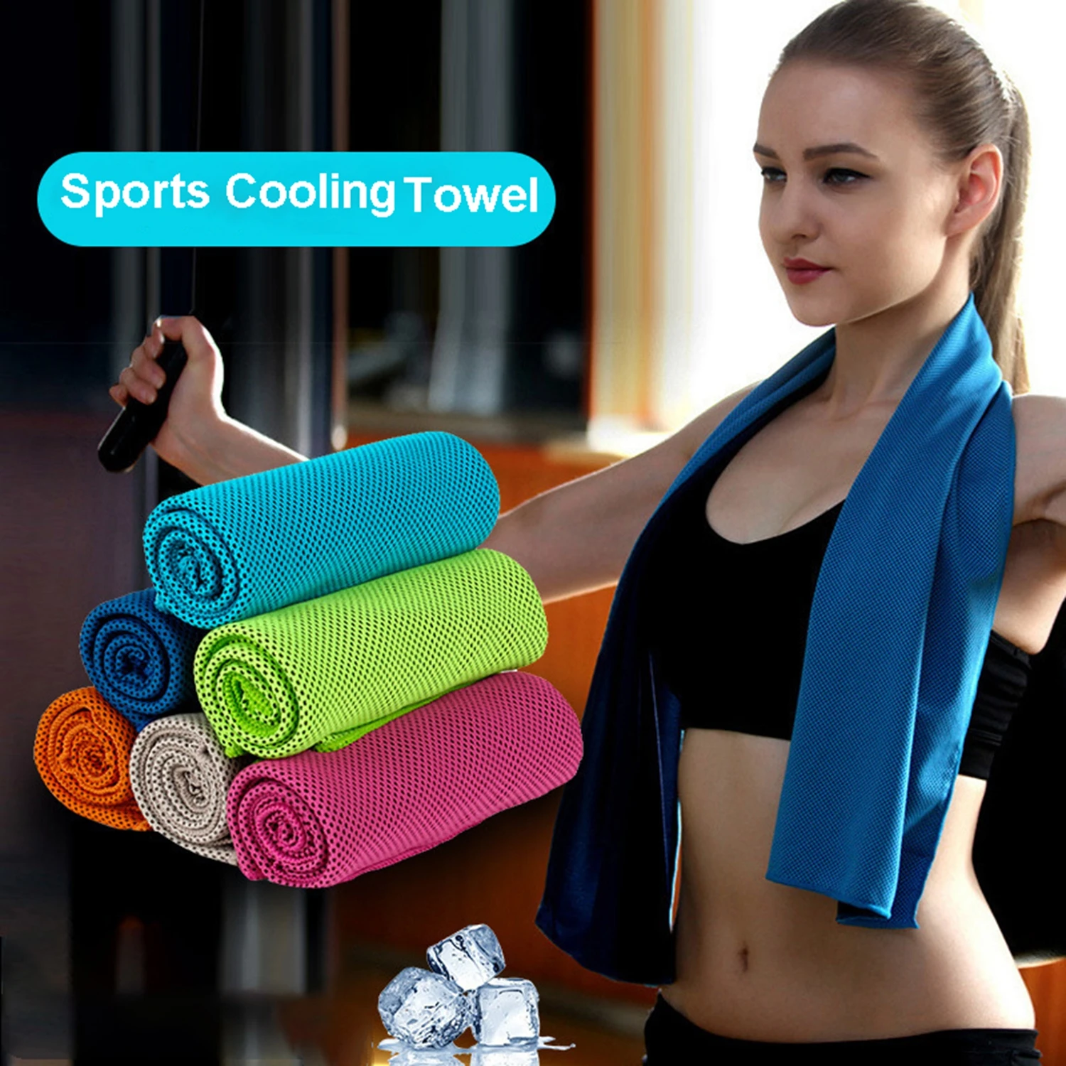 30X100cm Sports Cooling Towel Quick Drying Microfiber Towels Sweat- absorbent Ultralight Gym Towel for Running Yoga Golf Cycling