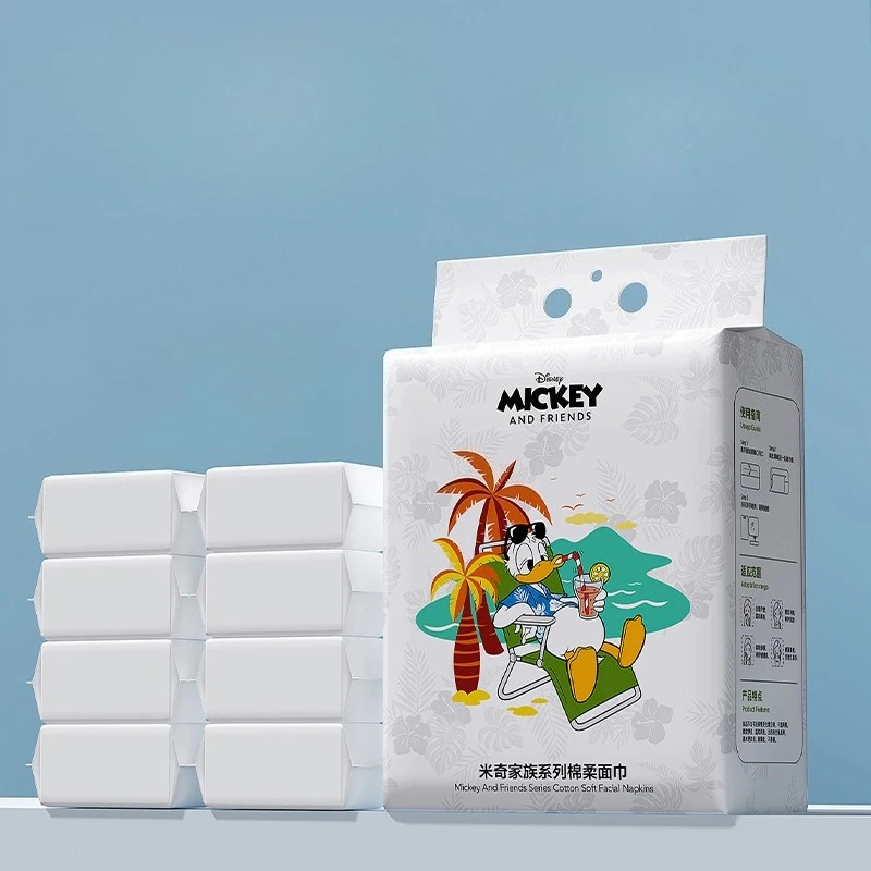 منشفة مينيسو الأصلية من ديزني دونالد داك المعلقة القابلة للسحب للاستعمال مرة واحدة، منشفة غسيل الوجه السميكة