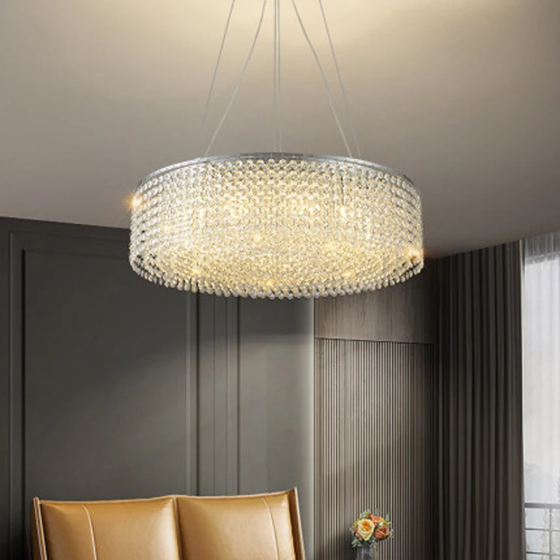 

Round Crystal Chandelier LED Modern Shining Chandeliers Lights Fixture American Luxury Hanging Lamps Home Indoor Lighting