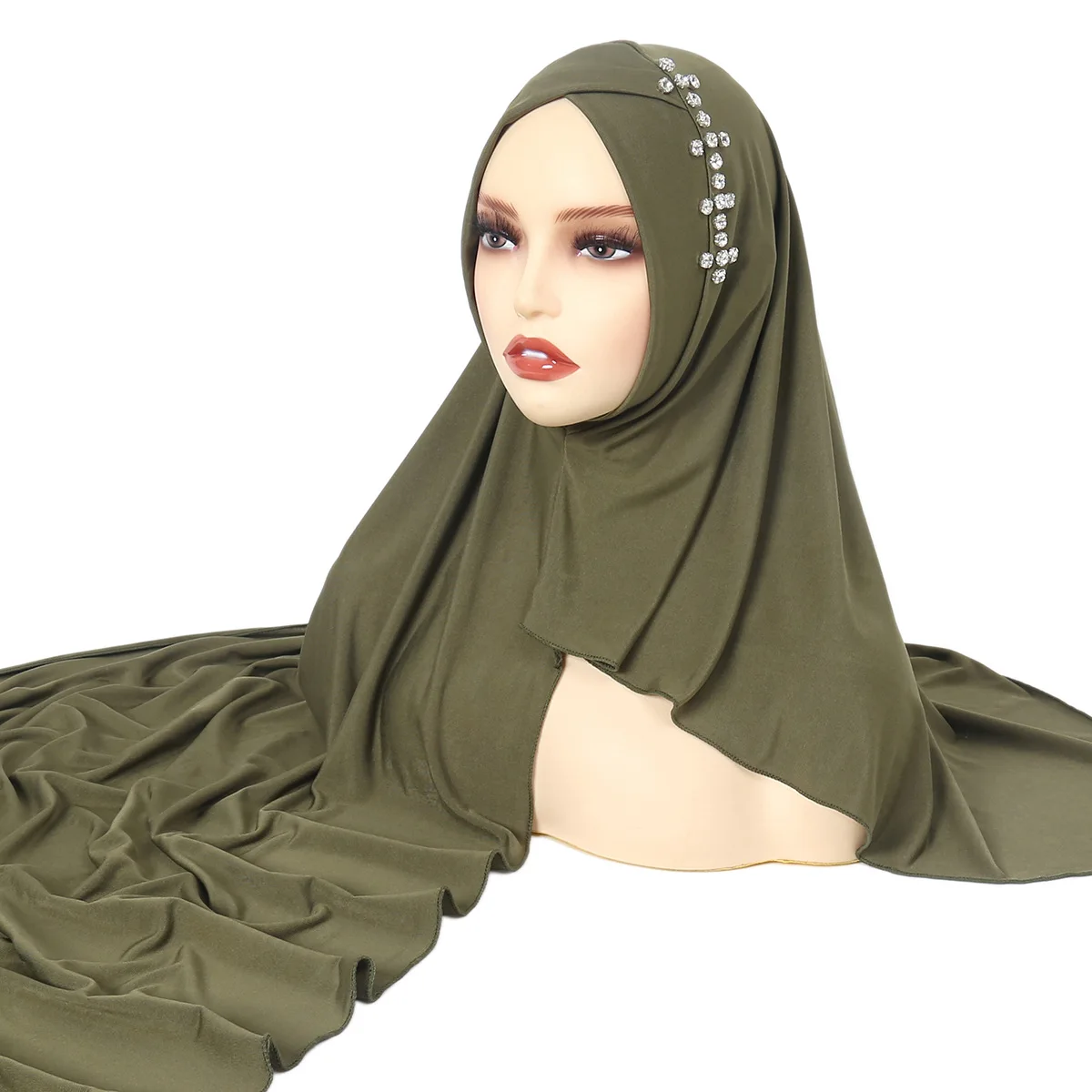 Instant Hijabs Amira Hijab Scarf With Diamonds Jersey Caps Bonnet Brand Design Muslim Scarf Plain Pull On Ready Wear Wrap Head