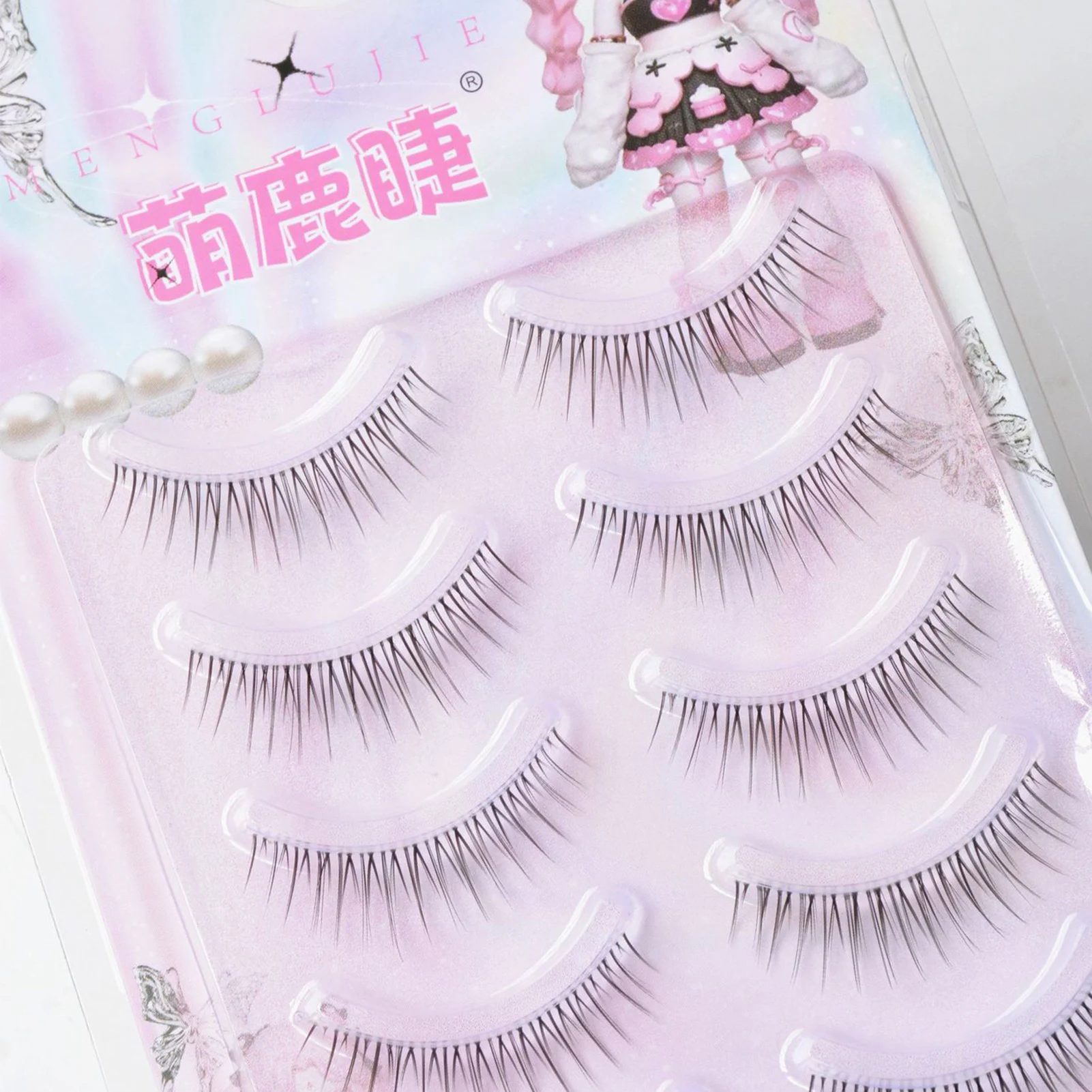 Tiras de cílios postiços estilo coreano, cílios naturais fofos, design de cervo fofo para mulheres, meninas, festa, acessórios de maquiagem diária