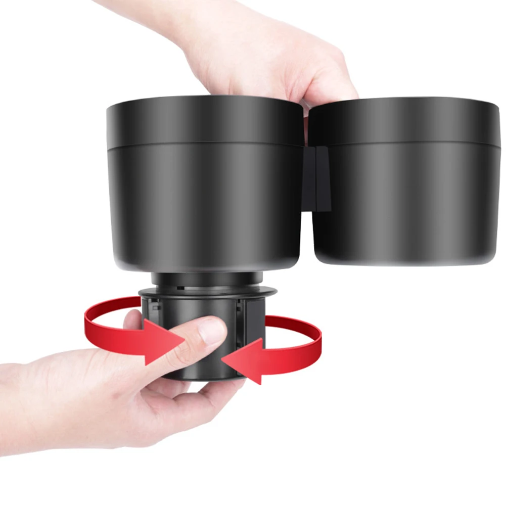 Vehicle Cup Holder Expander Dual Adapter with Adjustable Base Expands Cup Holders for Large Drinks Providing Secure Fit