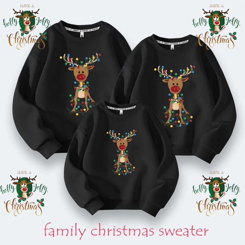 Winter 2024 Women Men Boys Girls Matching Sweaters Full Sleeve Warm Thicken Jumpers Casual Loose Knitwear Christmas Family Look