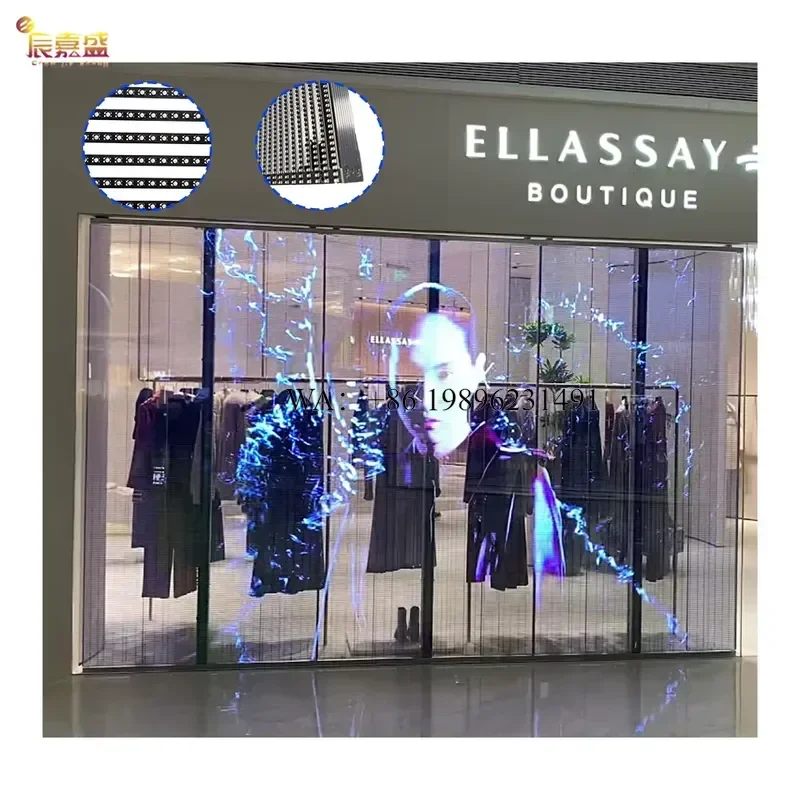 Factory Direct Sale Indoor P3.91 Ultra Transparent LED Display Wall TV Wall for Stores and Retail Stores Glass Advertising