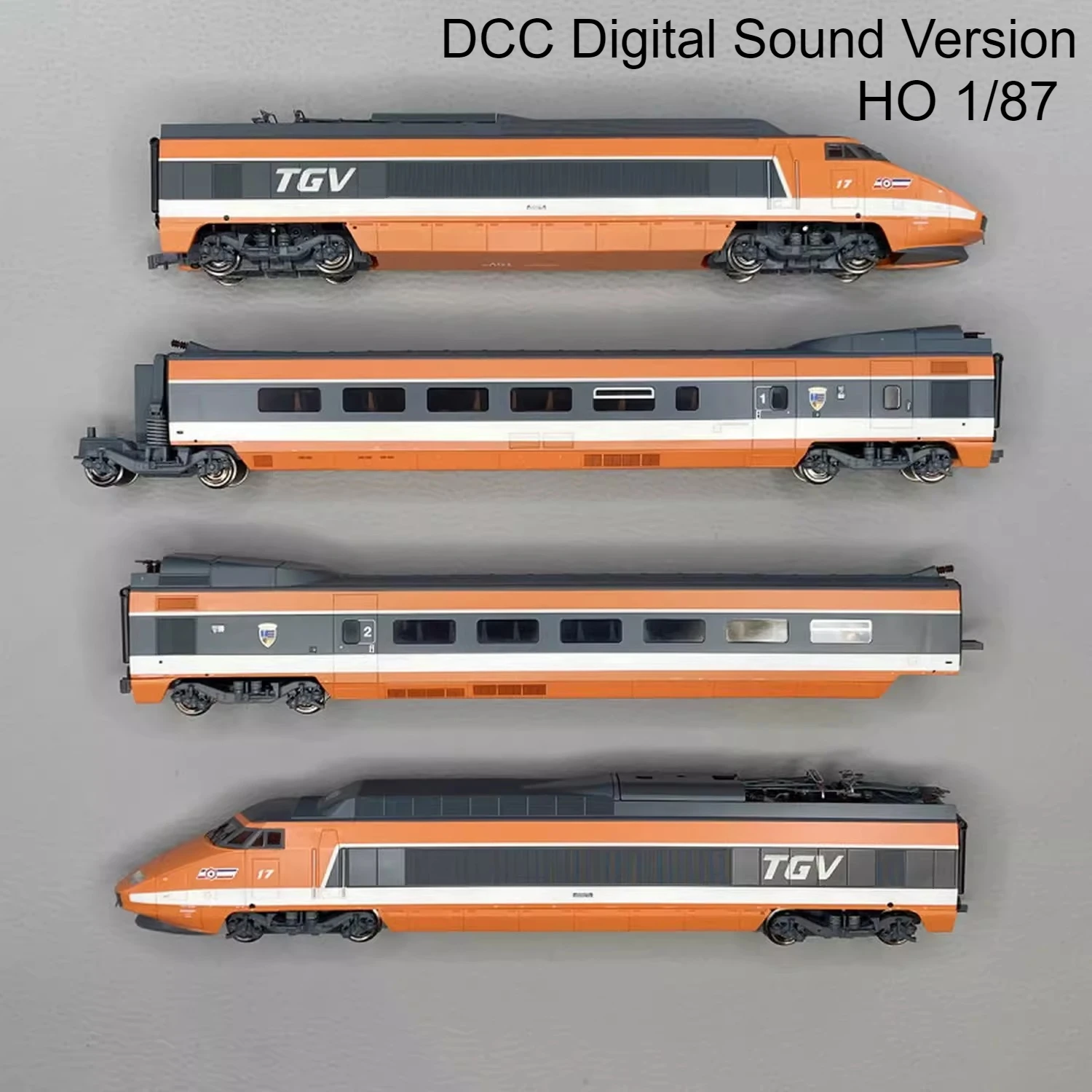 

HO Scale 1/87 Train Model High-speed Train Set HJ2425S 4 Cars with Digital Sound Effects Orange Color Train Set Boys' Toy