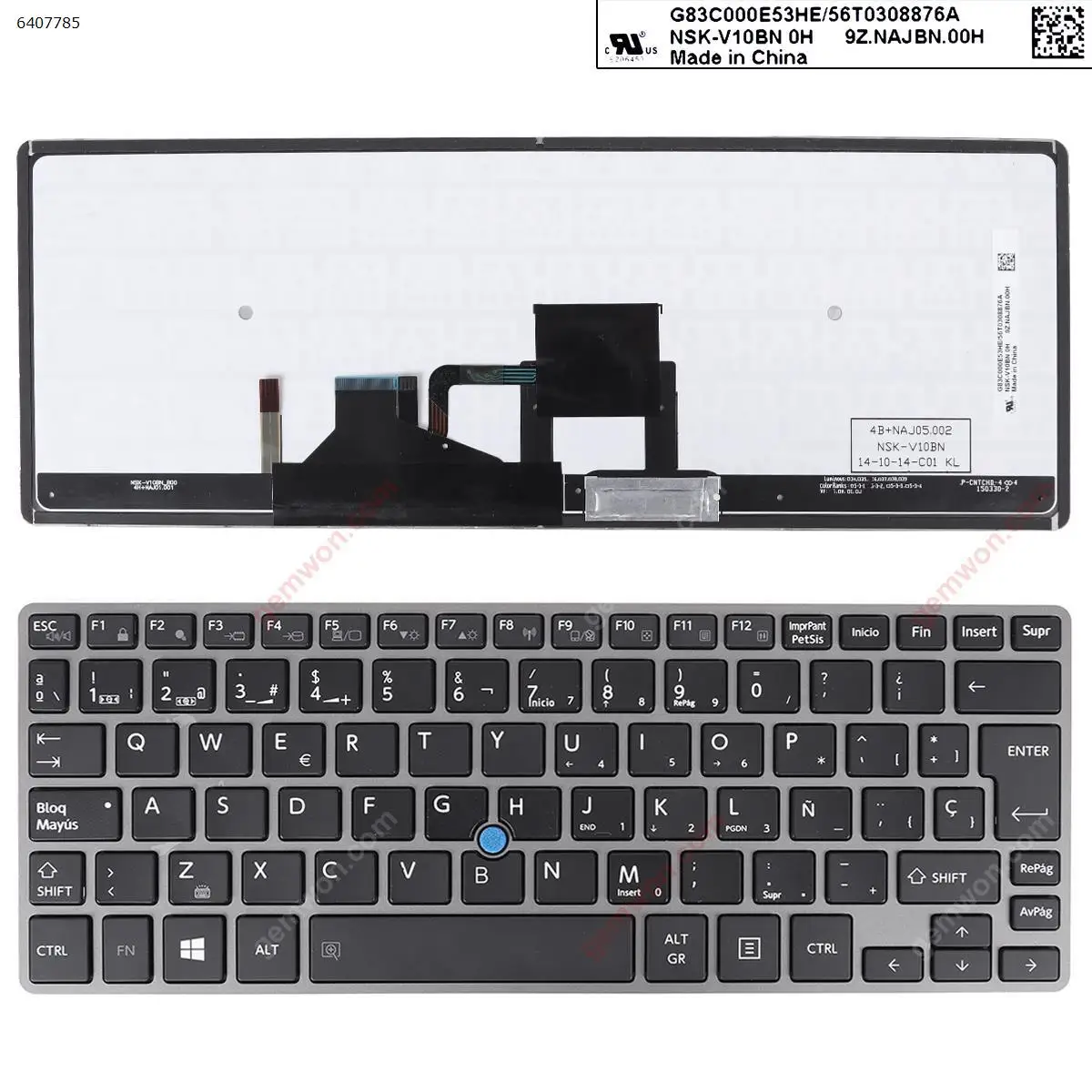 SP Laptop Keyboard for TOSHIBA Z30 Black with Backlit and Point Stick