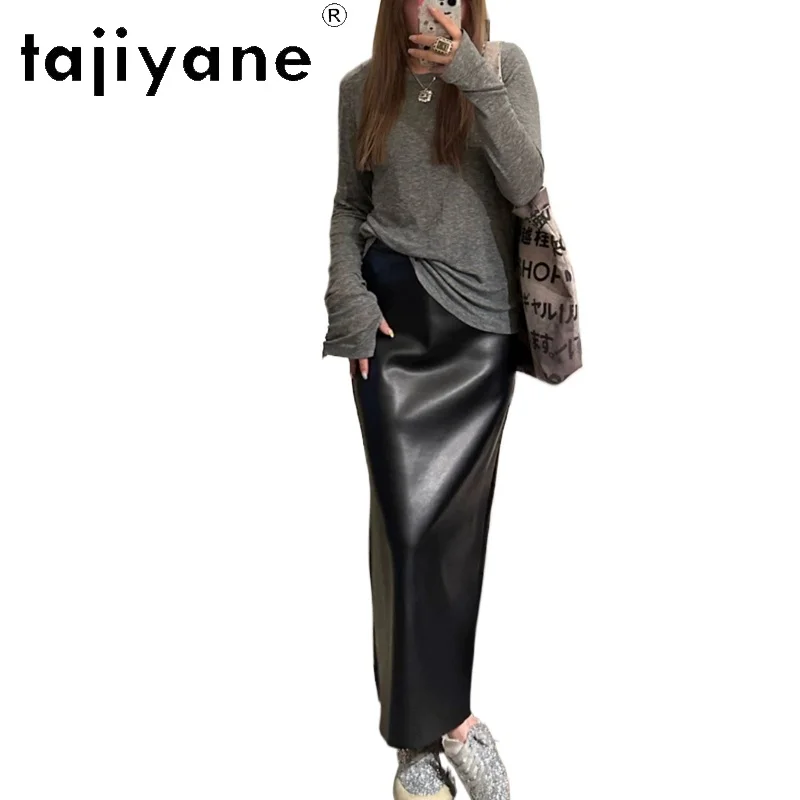 

TAJIYANE Real Sheepskin Women Skirts Winter Fall Clothes 2024 High Quality Genuine Leather Skirt Korean Fashion Long Skirt юбка