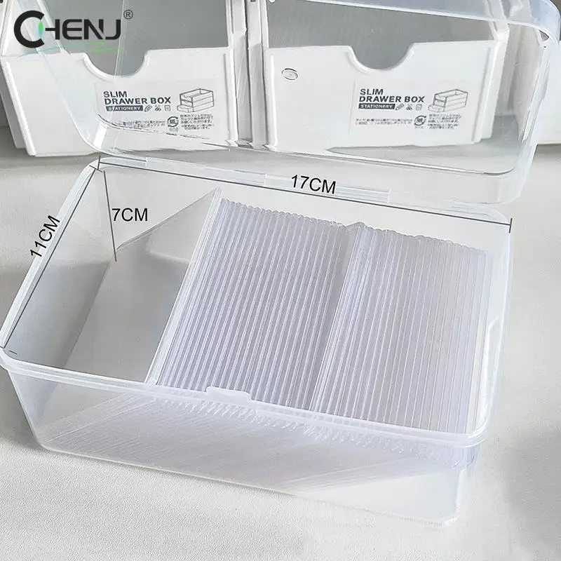 

Photocards Storage Box Transparent Stickers Korea Idol Card Holder Desk Storage Organizer Classification Box Stationery