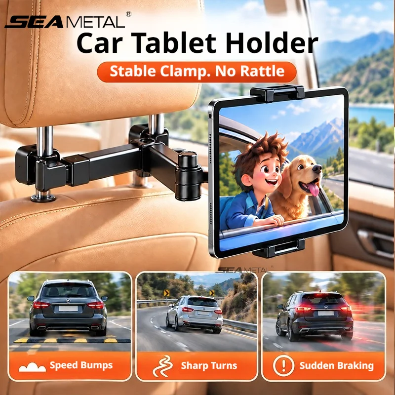 SEAMETAL Car Tablet Holder Universal Backseat Headrest Phone Mount Stand Adjustable Seat Extension Bracket for iPad Accessories