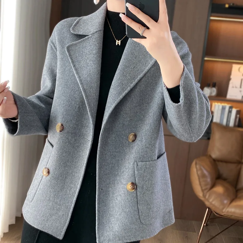 Autumn Winter Woolen Coats Women Loose Double-Sided Wool Blend Jackets Korean Elegant Ladies Short Overcoats 2025 New Outerwear
