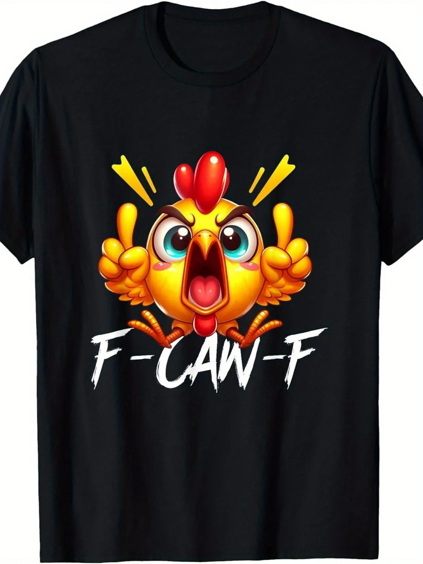 

Top Pick Local Men's Fun F-Caw-F Angry Chicken Pattern T-Shirt
