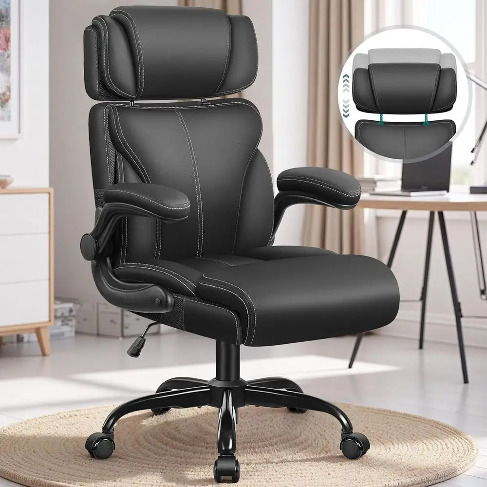 

Эргономичное офисное кресло для высоких и крупных людей с регулируемой поясничной опорой, поворотное кожаное кресло для ПК с откидными подлокотниками и функцией качания