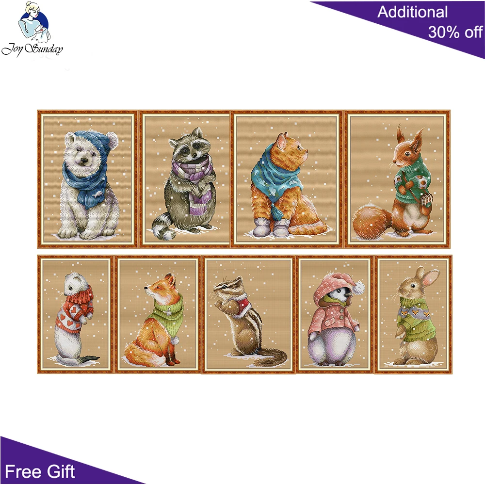 Joy Sunday Animal punto de cruz, oso blanco Martes, zorro, ardilla, DA778, DA779, DA780, DA781, DA782, DA783, DA784, DA785, DA786