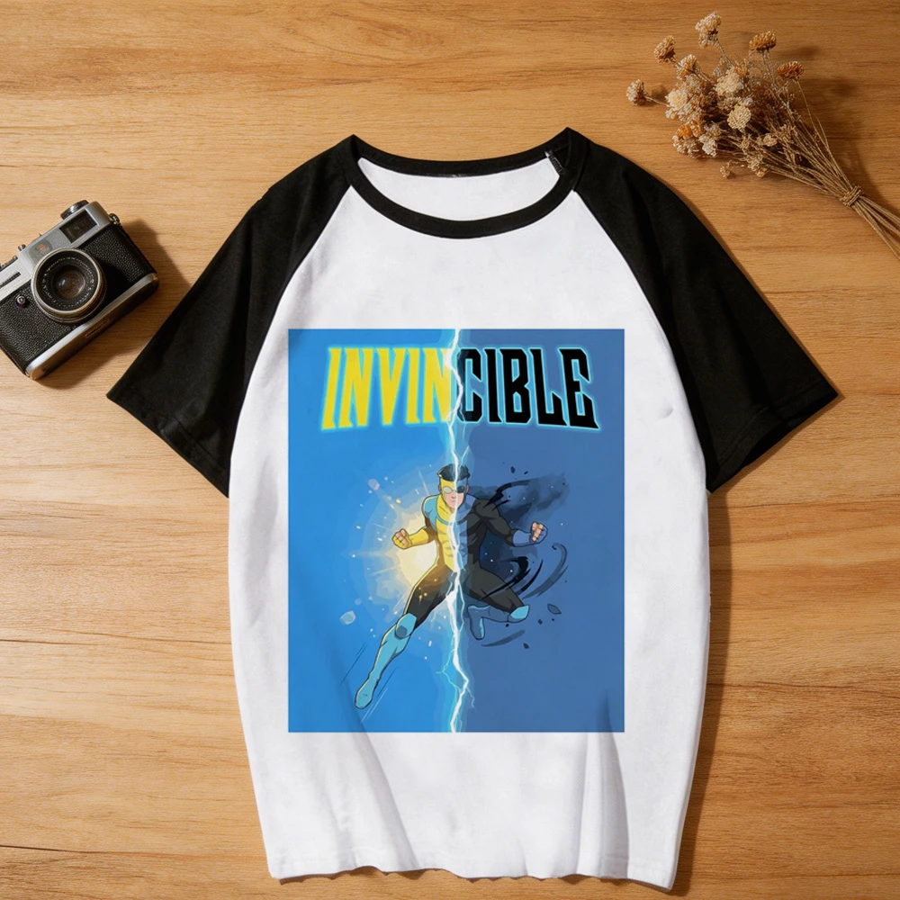 Invincible t shirt femme meme 2000s cute party scene  top tees japanese summer anime cutecore baddie