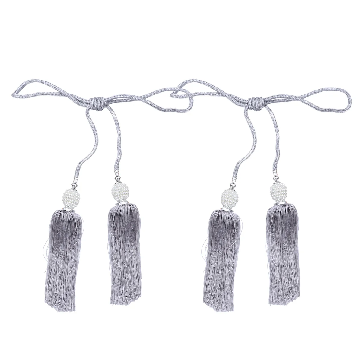 

1 Pair Silver Curtain Tieback Creative No Drilling Window Buckle Decor Artificial Pearl Fastener Curtain Showcase Layout Ornamen