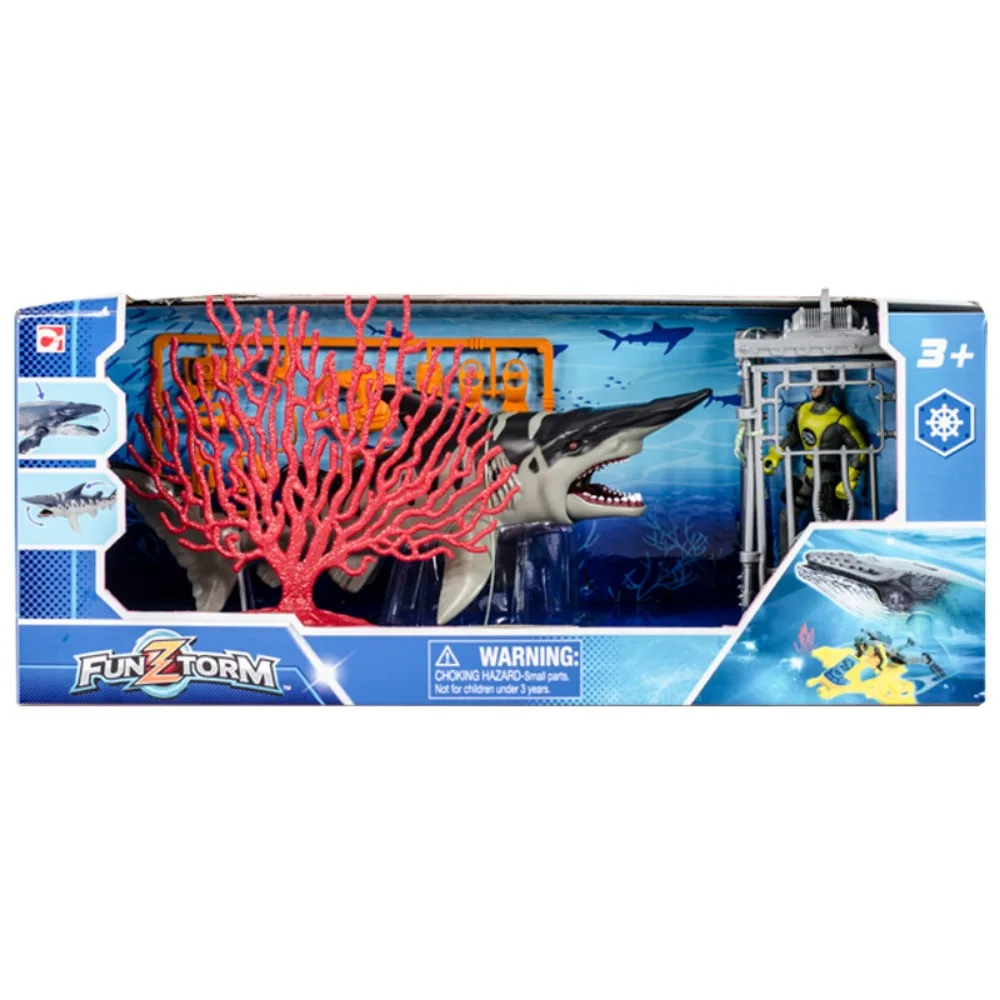 Marine Animal Series Action Toy Figures Limited Edition Unicorn Shark Anti Shark Cage Model Toys Kids Birthday Creative Gifts