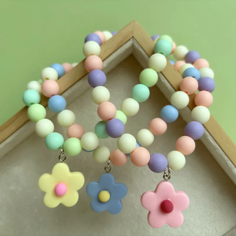 Cute Dog Necklace Adjustable Elastic Thread with Dopamine Flower Pendant for Pets supplies accessories