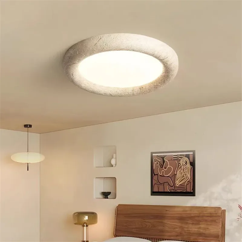 Natural yellow cave stone ceiling light modern LED light Japanese style wabi sabi stone light  bedroom corridor decoration