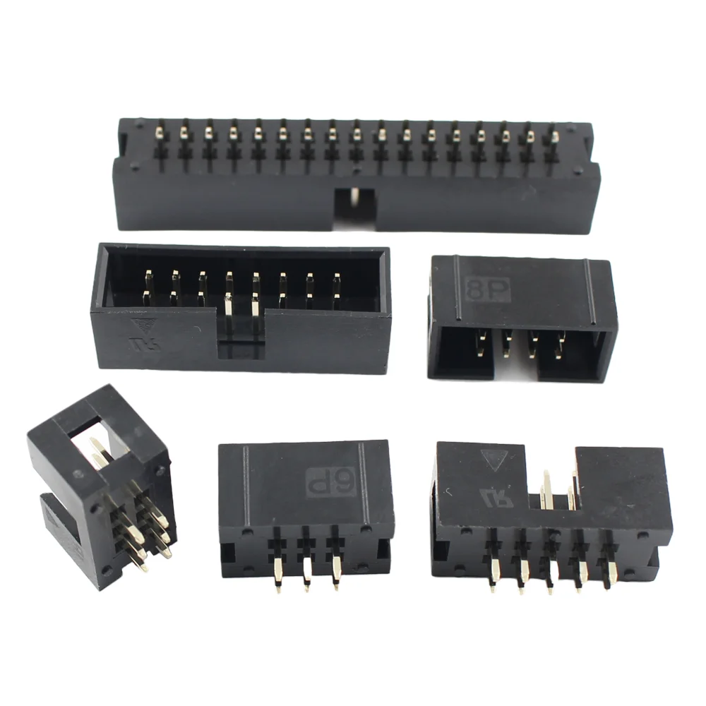 10 قطعة 2.54 مللي متر الملعب DC3 Konektor Pria 6 8 10 12 14 16 18 20 24 26 26 30 39 40 50 60 64 دبوس DIP LURUS رأس Kotak Soket IDC