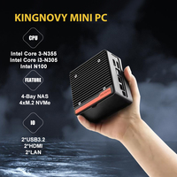 Hot 4 x NVMe Mini NAS Server 4 Bay NAS N100 3 N355 Pocket PC with Dual LAN,Dual HDMI 2.0,USB3.2 Gen2,Support BT5.4/WiFi6/WiFi7