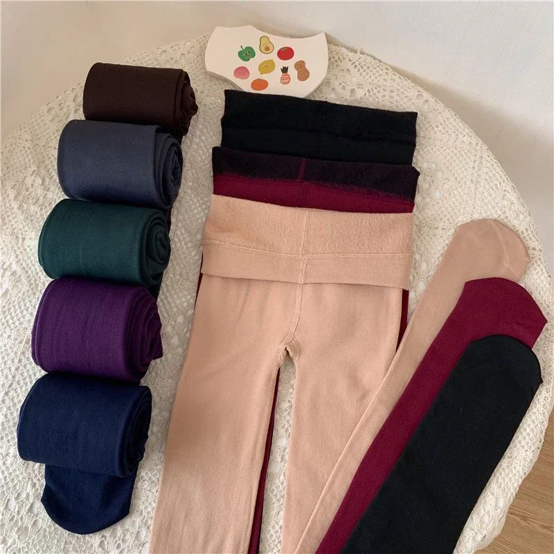 Inverno caldo collant in pile spesso donna donna collant in velluto elastico termico elastico a vita alta Leggings traslucidi calze