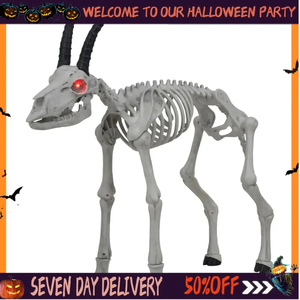 

Halloween Decoration, Evil Sheep/Goat Skeleton Skeleton Animals,39IN Horror Atmosphere Decoration Props,Goat Skull Prop Horror