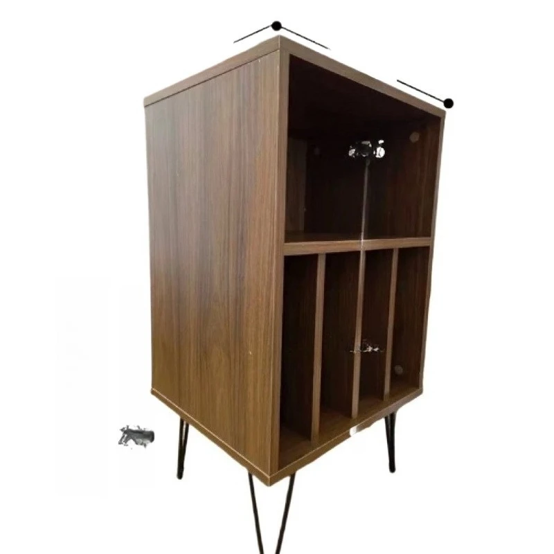 

Vinyl storage retro wooden magazine bookcase, floor-to-ceiling record Nordic record cabinet
