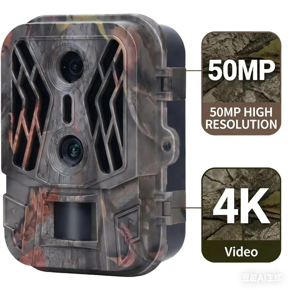 50MP 4K Dual Lens HD Hunting Optics Caza Pard Night Vision Camera Outdoor Waterproof Trail Camera with Infrared Sensing Nvg Cam