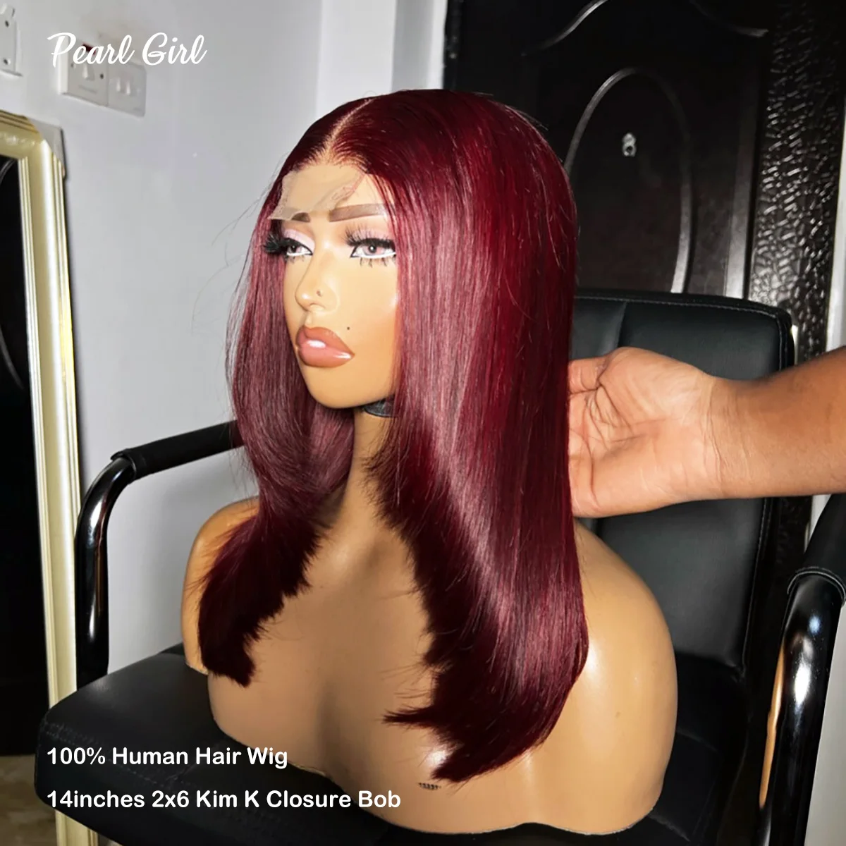 Wine Color Double Drawn Bob 2x6 Kim K Closure 14inches Layered Bob Human Hair Pre Plucked 13x4 Lace Frontal Wig 99j Burgundy Bob