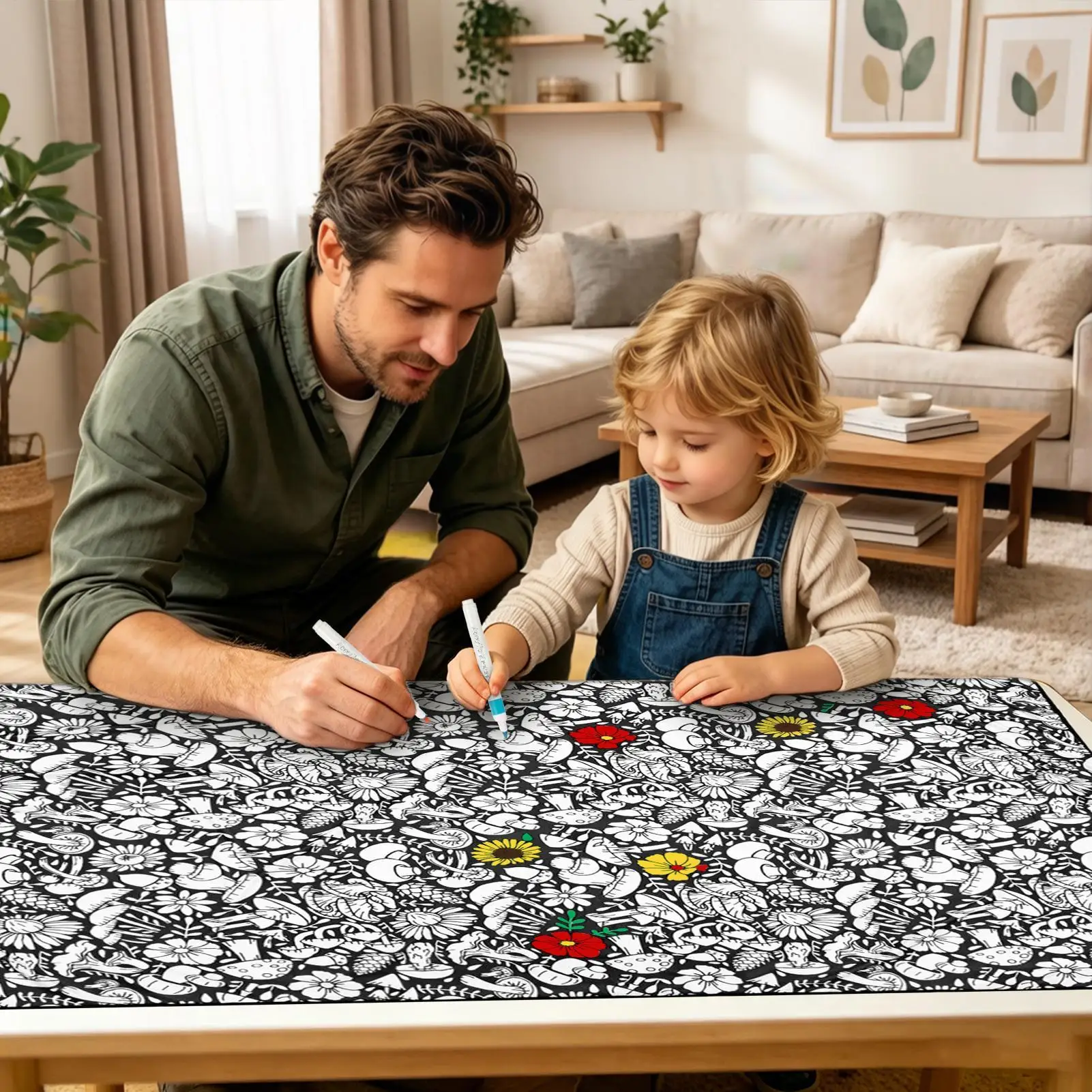 DIY Coloring Blanket with 24 Colored Markers Creative Personalization pattern blanket Stress Relief Unique Paint art Decor Gift
