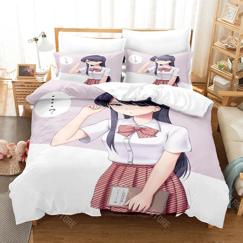 3D Printed Komi Can't Communicate Bedding Set for Boys Girls Duvet Cover Pillowcase Twin Queen King Full Single Double Sizes