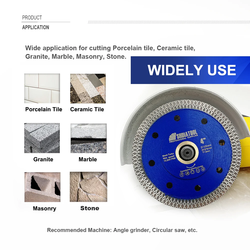 SHDIATOOL 다이아몬드 커팅 디스크, X 메쉬 터보 톱날, 타일 커터, 세라믹 대리석 도자기 톱날, 보어 22.23mm, Dia85 mm