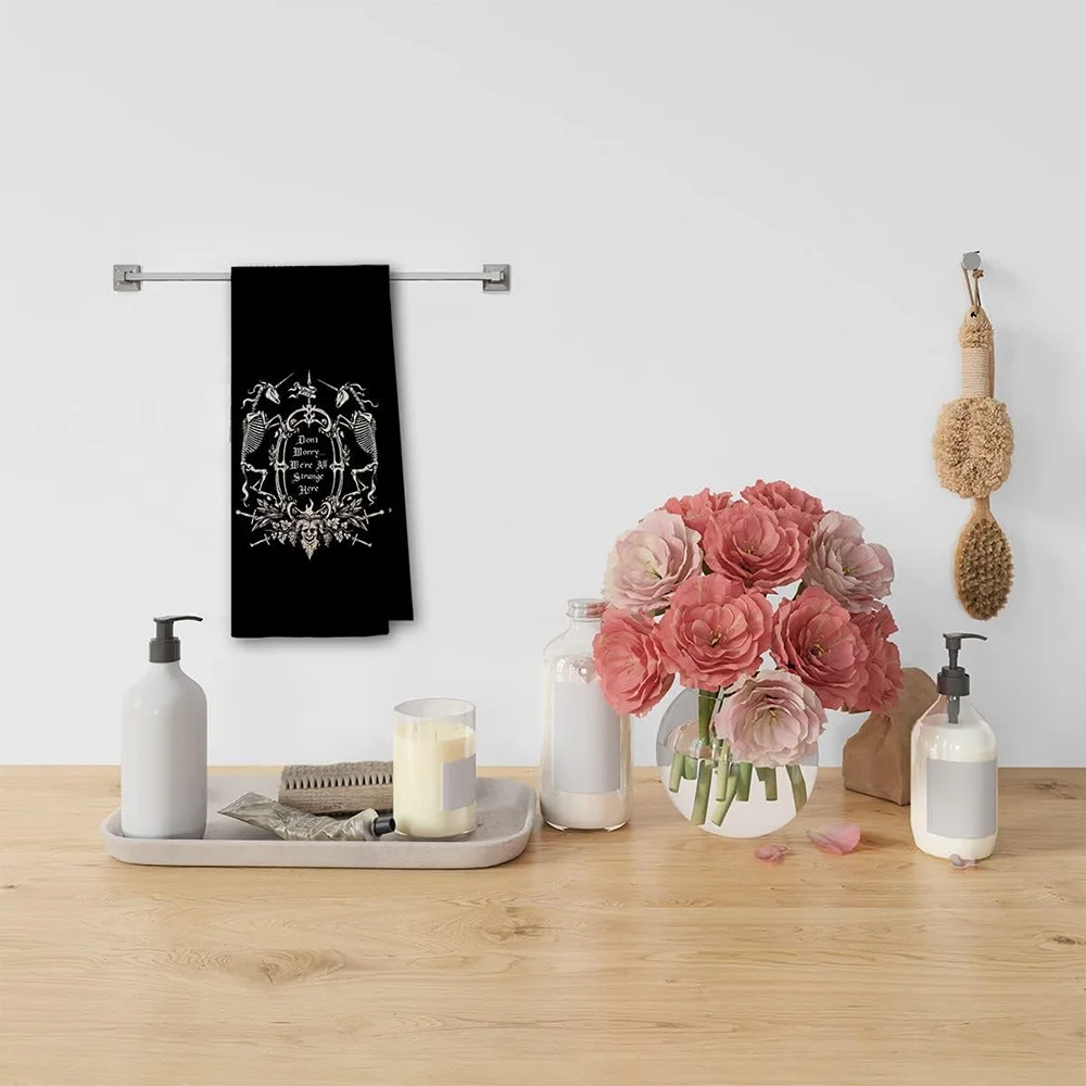 Halloween Dark Memento Mori The Undead Kitchen Dishcloth Gothic Tea Hand Towel Bathroom Gothic for party decor supplies favors