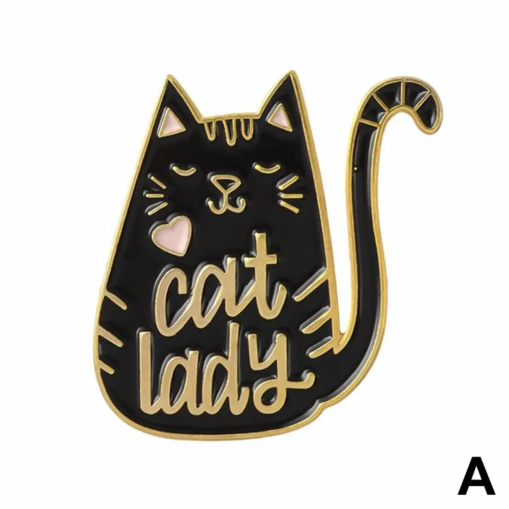 Lady Cat Brooches Lapel Pin For Women Girls Best Friends Fashion Cute Animal Pink Love Heart Kitten Pins Dress Scarf Access U9L8