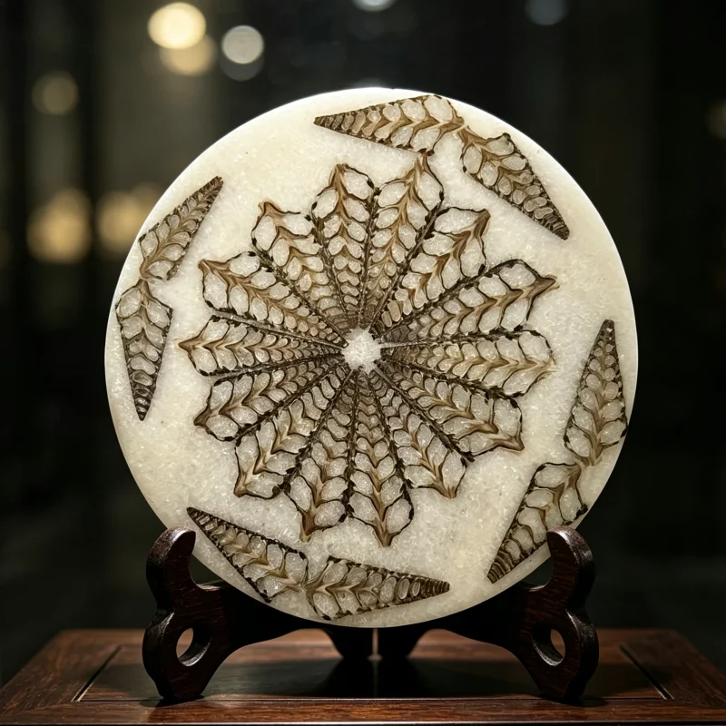1pc Large Natural Ammonite Fossil - Ancient Nautilus Shell Disc, Brown/Beige/Black/Gray/White/, Heavyweight 100+g Quartz Crystal