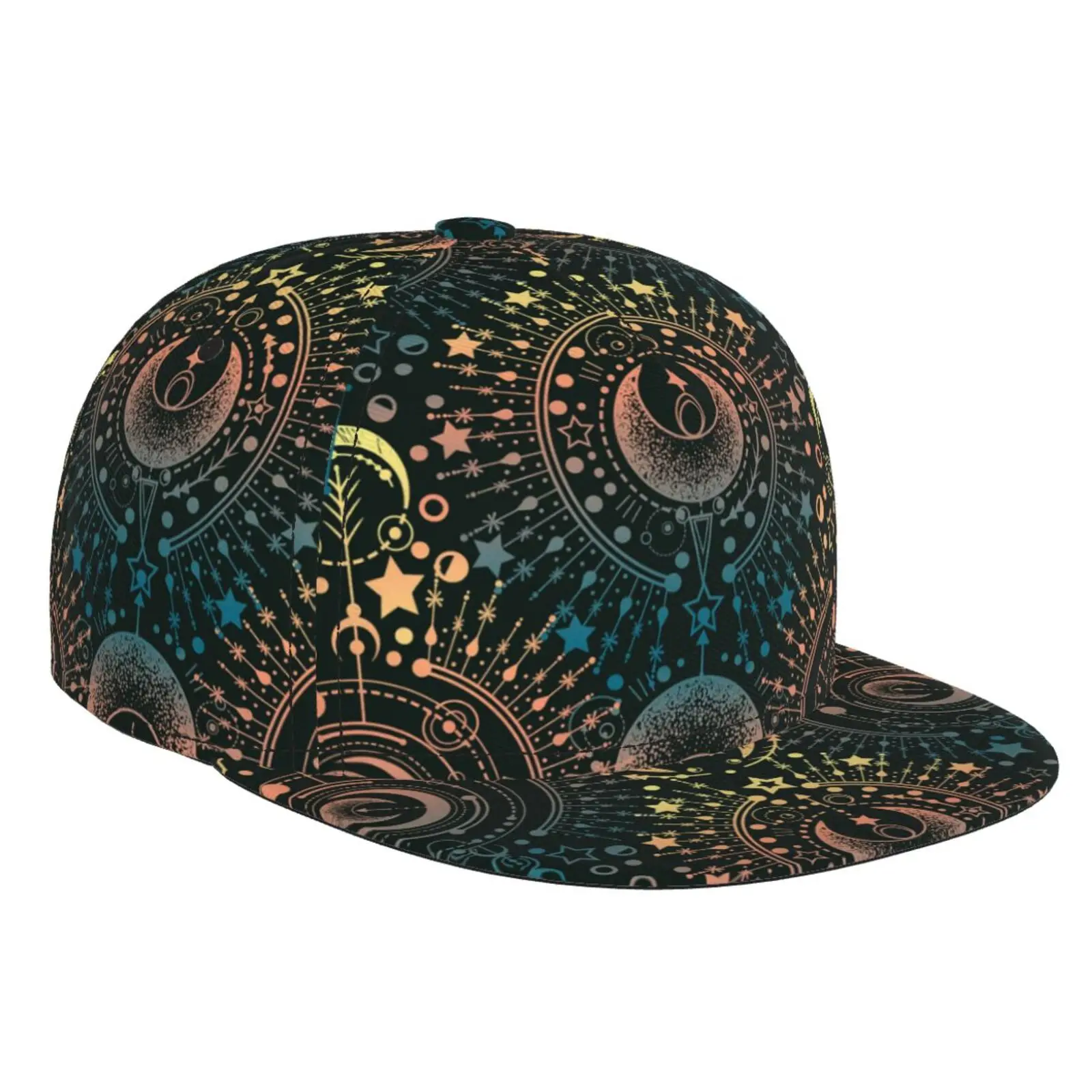 Magic Astrology Moon Stars Flat Brimmed Hat Street Skateboarding Hip Hop Hat Outdoor Leisure Sunshade Baseball Hat Universal