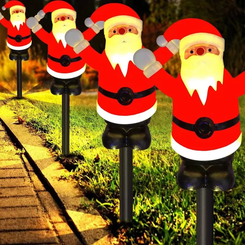 LED Solar Lamp Garden Light Christmas Decor Santa Claus Lawn Lamps Candy Cane Outdoor Waterproof New Year Halloween for Pathway