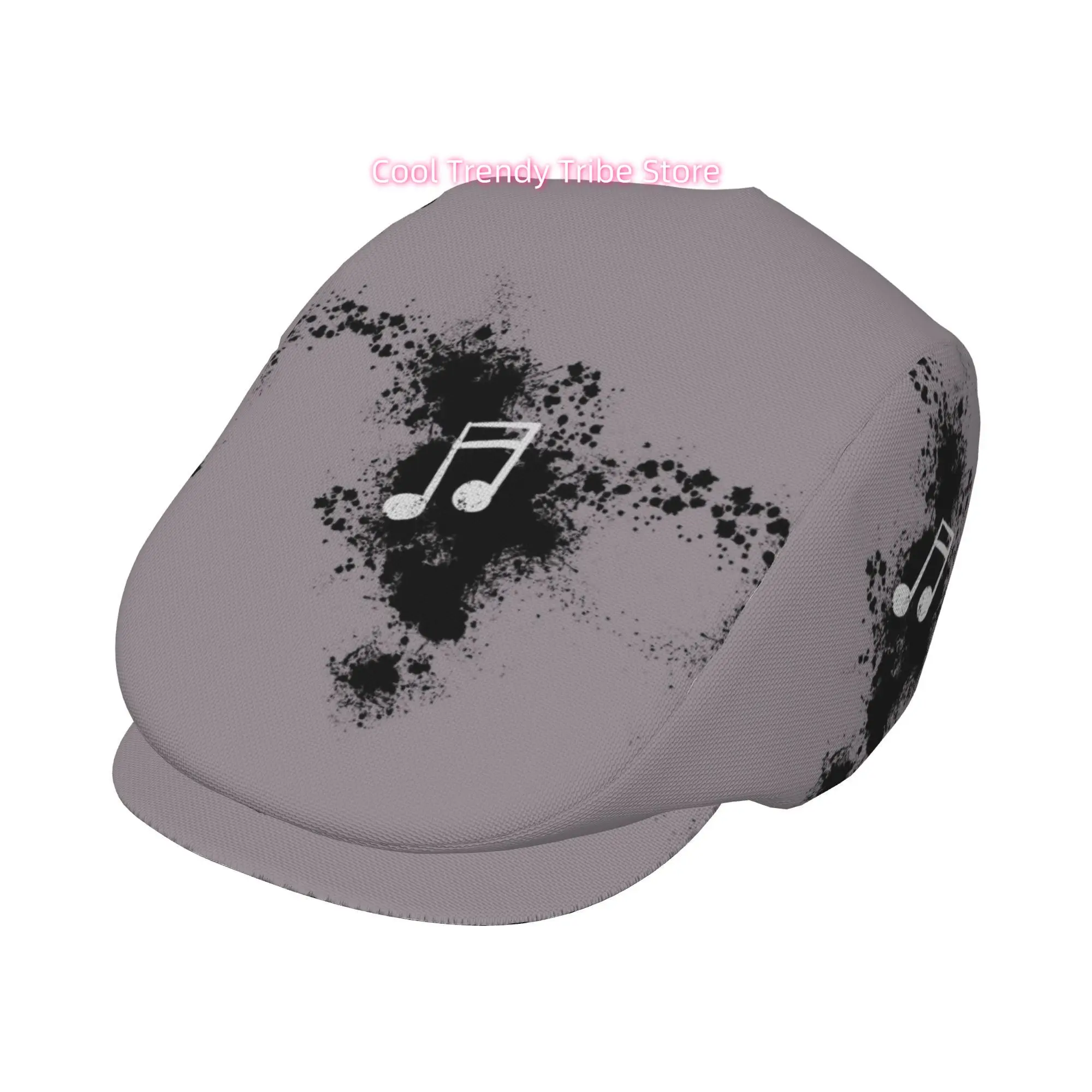 Splash Art with Music Notes All-over Print Flat-top Hats for Men and Women, Newsboy Caps, Berets, Irish Hats, Driver Caps, Retro