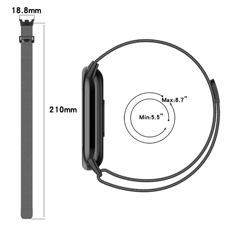 Milanese Loop Strap for Xiaomi Mi Band 10 9 8 NFC nless Steel Correa Bracelet Xiaomi Smart Band 10 9 8 Straps Accessories image 2