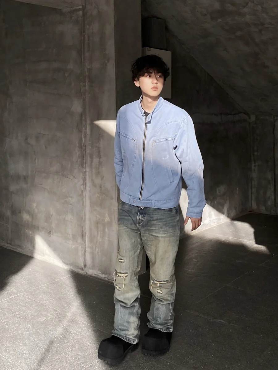 

Мужская куртка из канваса American Sle Waed, цвета «Айсберг», простая повседневная верхняя одежда, осенняя, свободного кроя, с длинными рукавами, молодежная мода