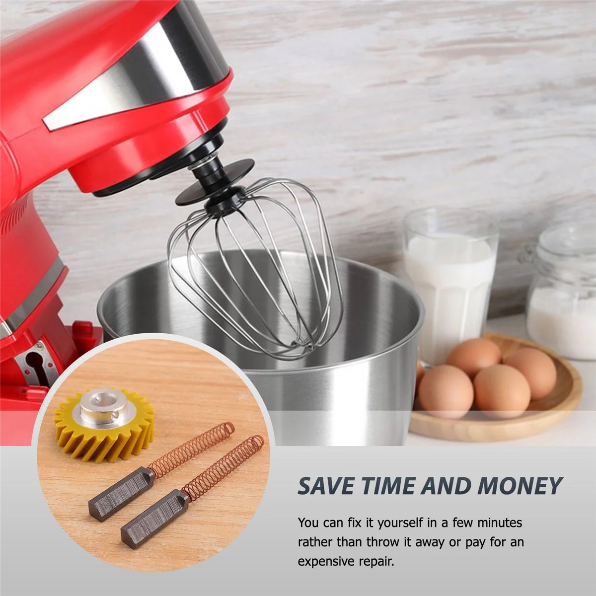 В 10112253 9706416   Моторная щетка W 10380496 4162897   Червячная приводная шестерня миксера для подставки Kitchenaid и пара моторных щеток # A66K