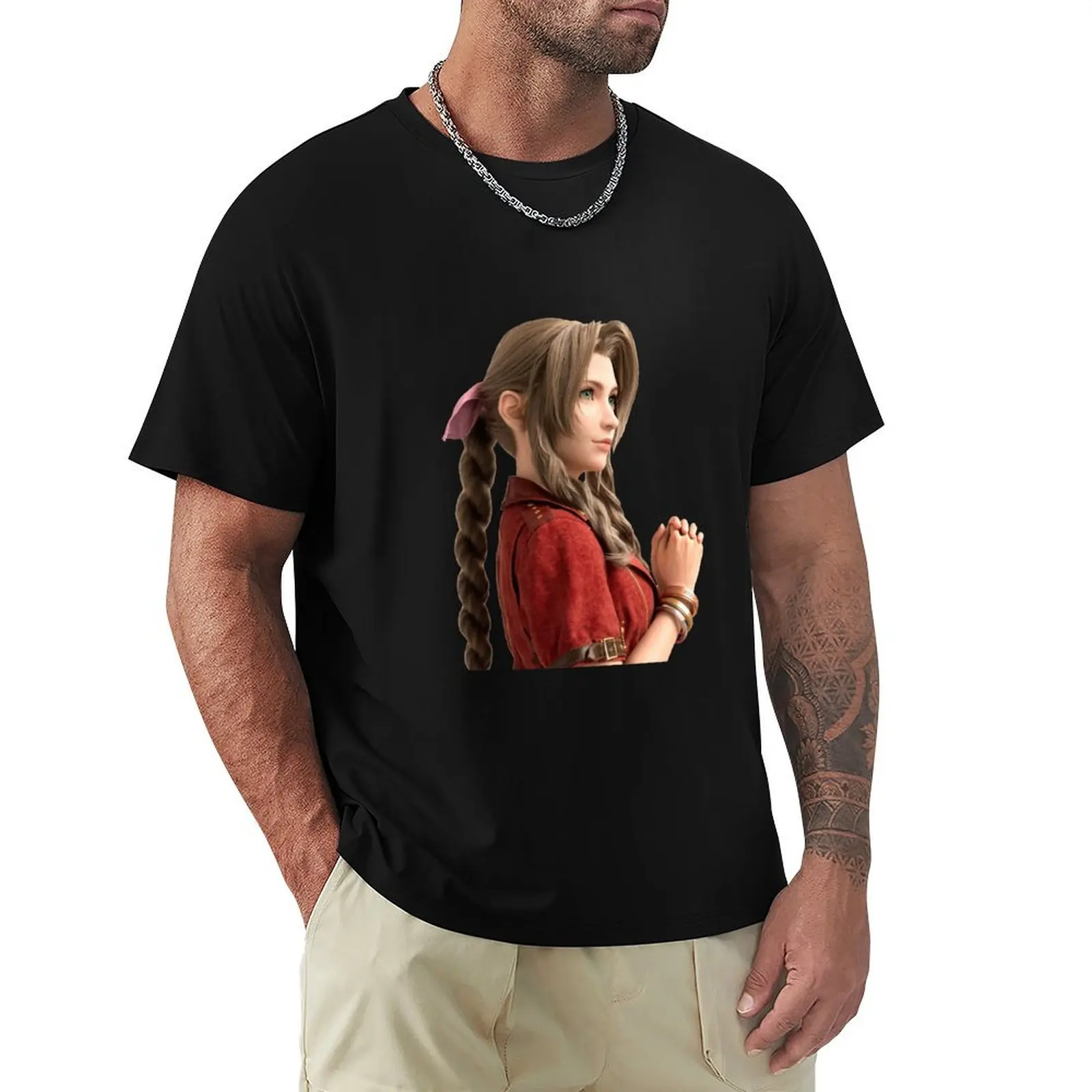 Aerith FF7 T-Shirt All Match Print Short Sleeve Top