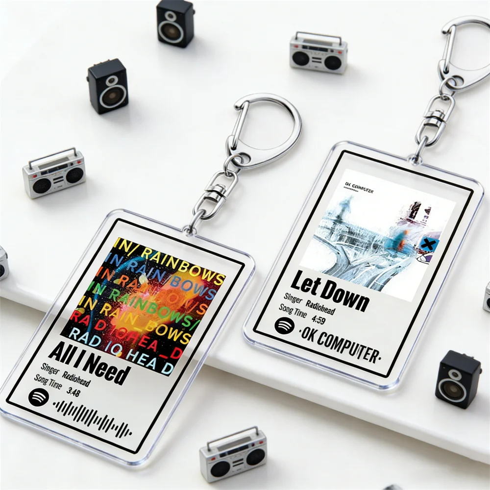 Popular Band Music Keychains Creep All I Need Let Down No Surprises Songs Keyings Jewelry Fans Friends Jewelry Birthday Gifts