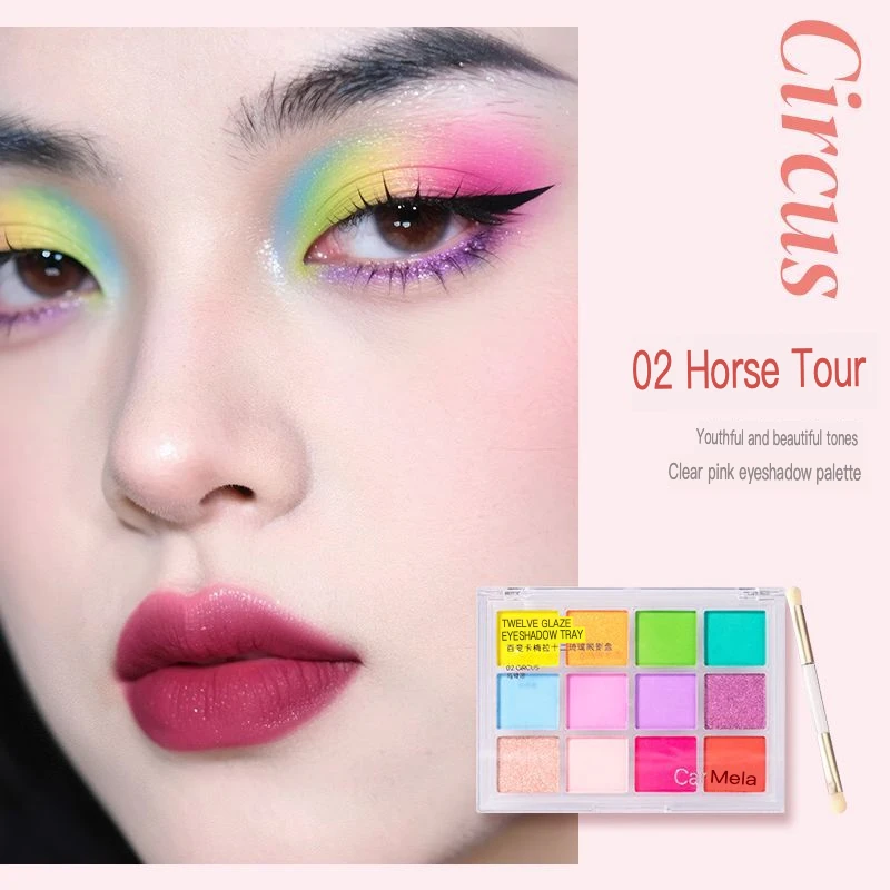 CARMELA Colored Eyeshadow Palette, Macaron Dopamine Green and Blue Multi-color Earth tone Comprehensive Palette